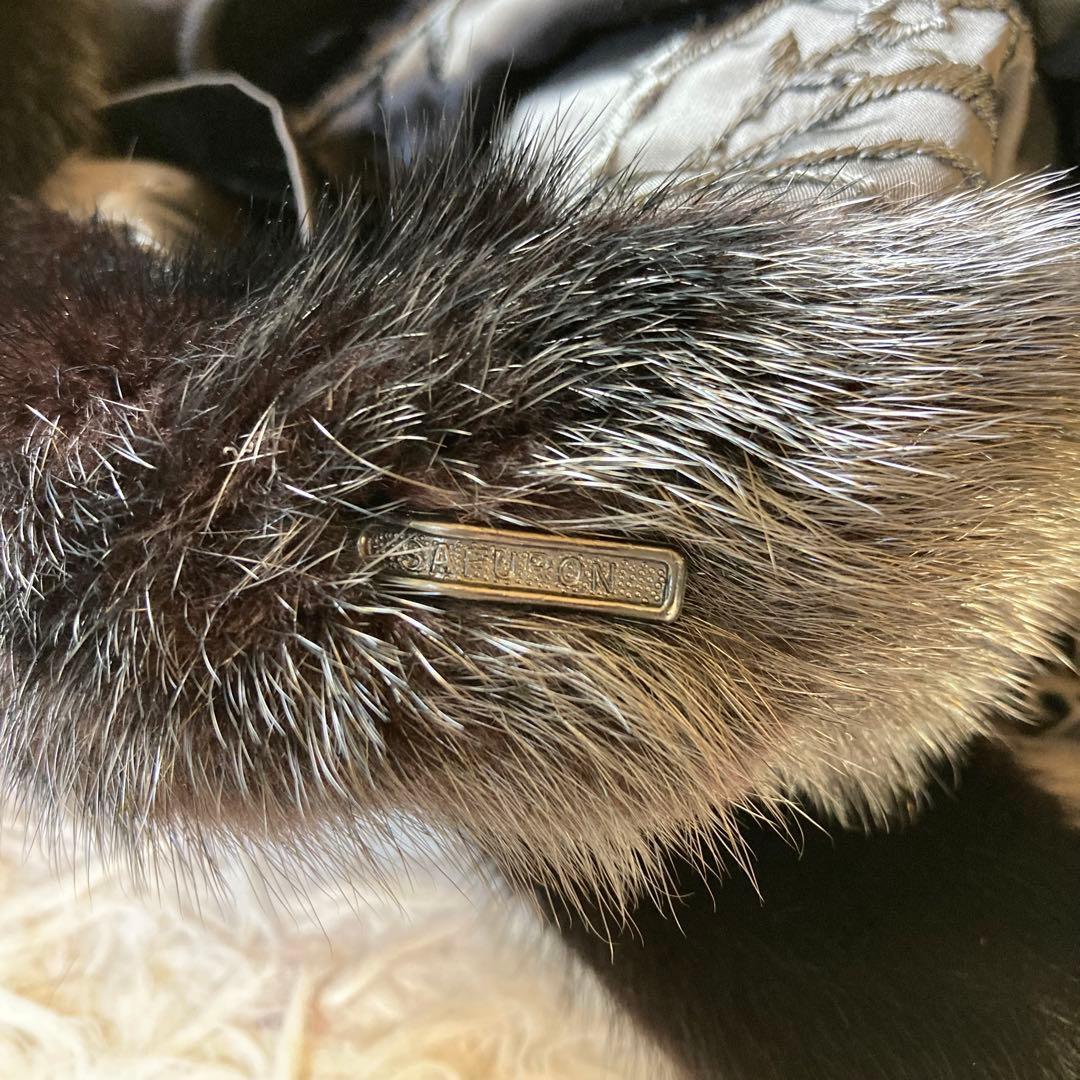 最高級 SAFURON サフロン ミンクコート 毛皮コート 黒　F リアルファー