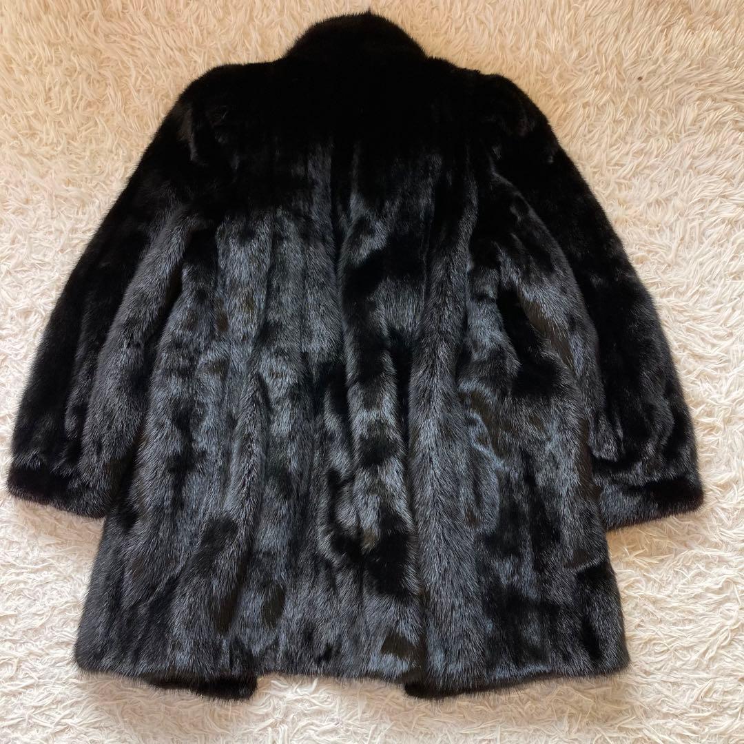 最高級 SAFURON サフロン ミンクコート 毛皮コート 黒　F リアルファー