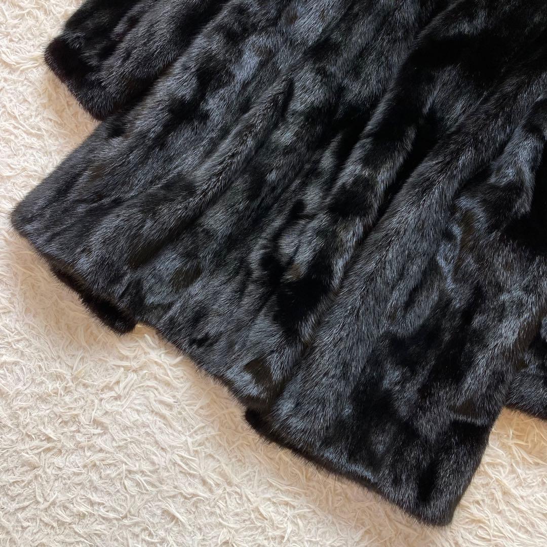 最高級 SAFURON サフロン ミンクコート 毛皮コート 黒　F リアルファー