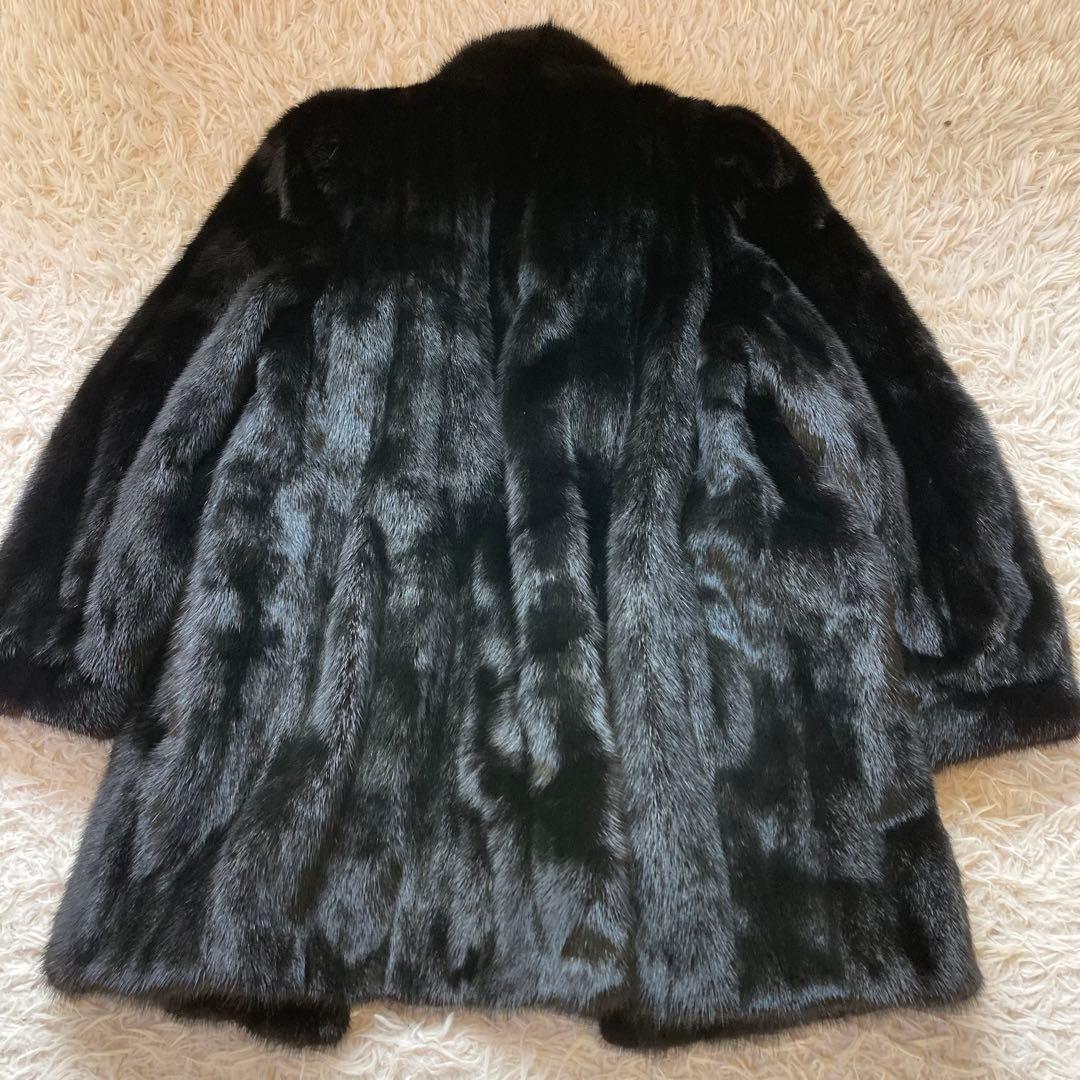 最高級 SAFURON サフロン ミンクコート 毛皮コート 黒　F リアルファー