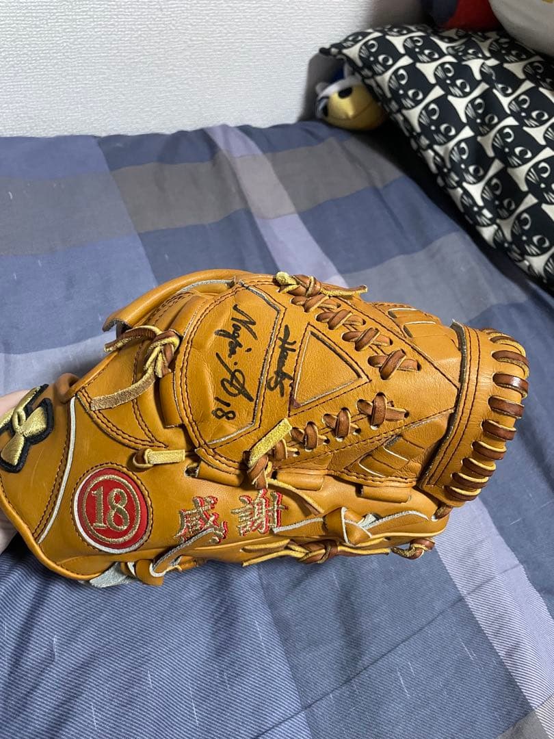 侍*オ様 新垣渚 実使用 グローブ アンダーアーマー 直筆サイン入り ソフトバン