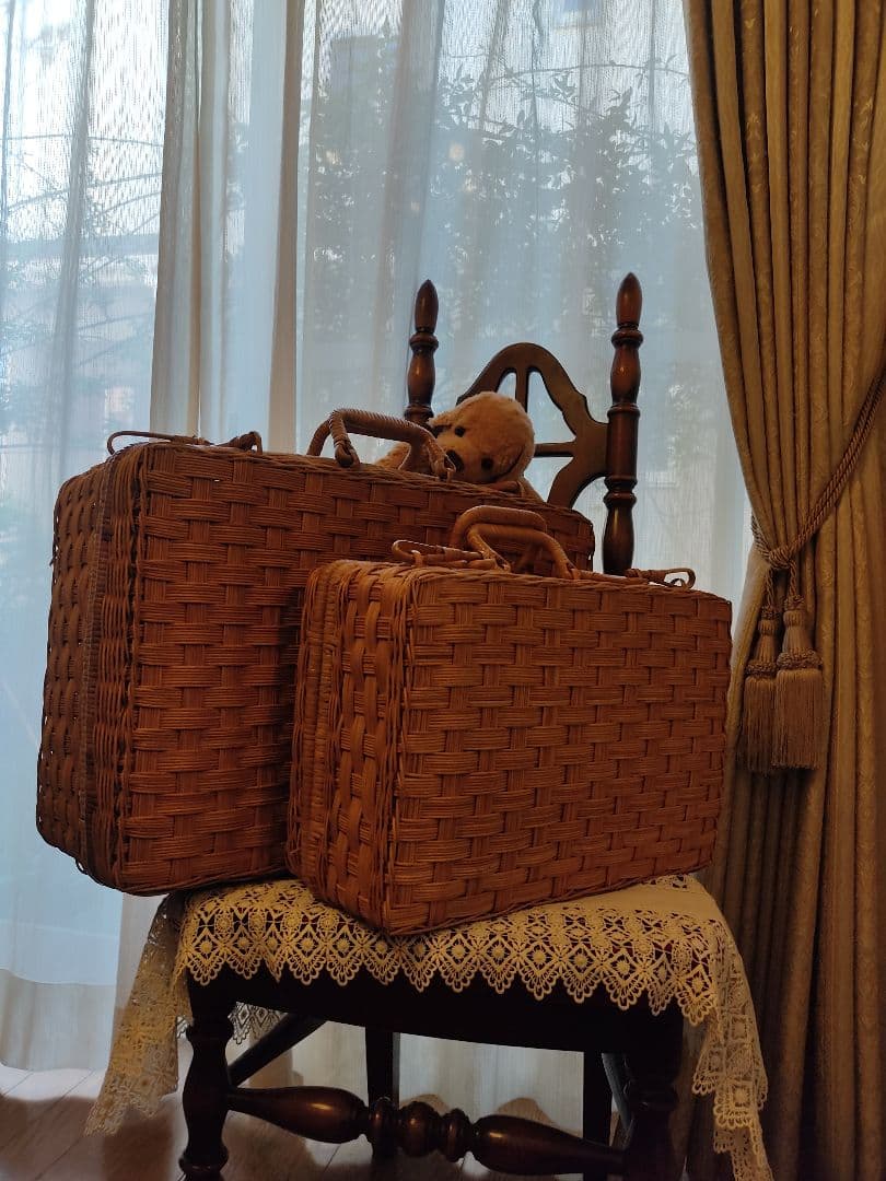 バスケット　カゴ　かご　籐　ラタン　ヴィンテージ