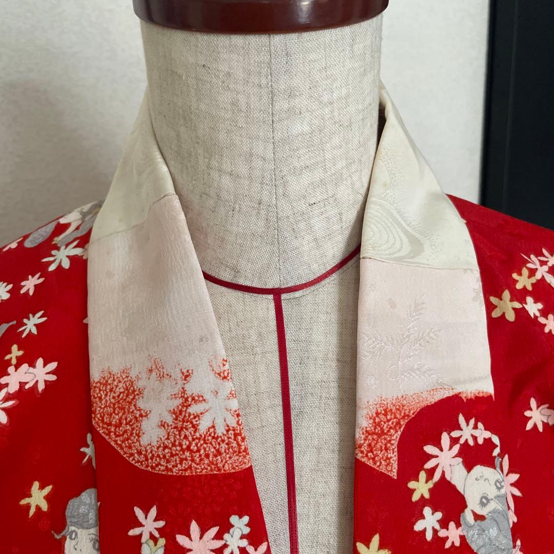 昭和レトロ　着物　昭和レトロ少女漫画　当時物　レア　レトロ生地　ファンシー