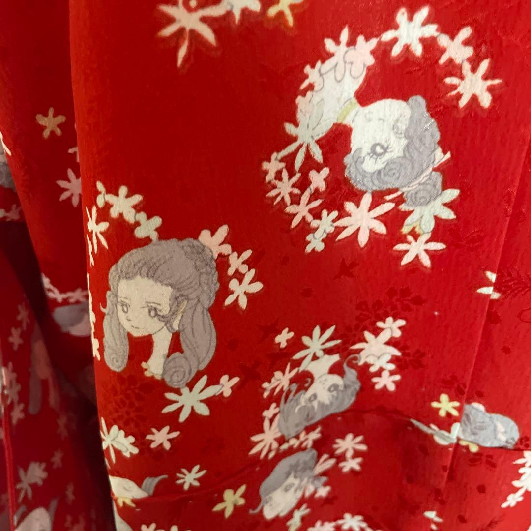 昭和レトロ　着物　昭和レトロ少女漫画　当時物　レア　レトロ生地　ファンシー