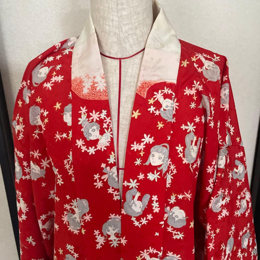 昭和レトロ　着物　昭和レトロ少女漫画　当時物　レア　レトロ生地　ファンシー