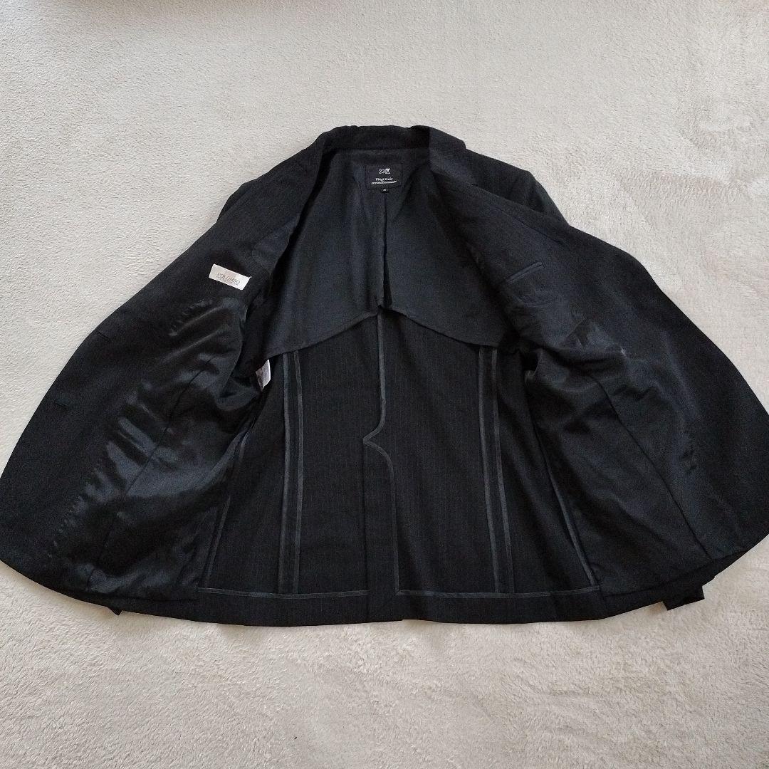 23区COLOMBO生地ウールストライプジャケット46スカート48セットアップ