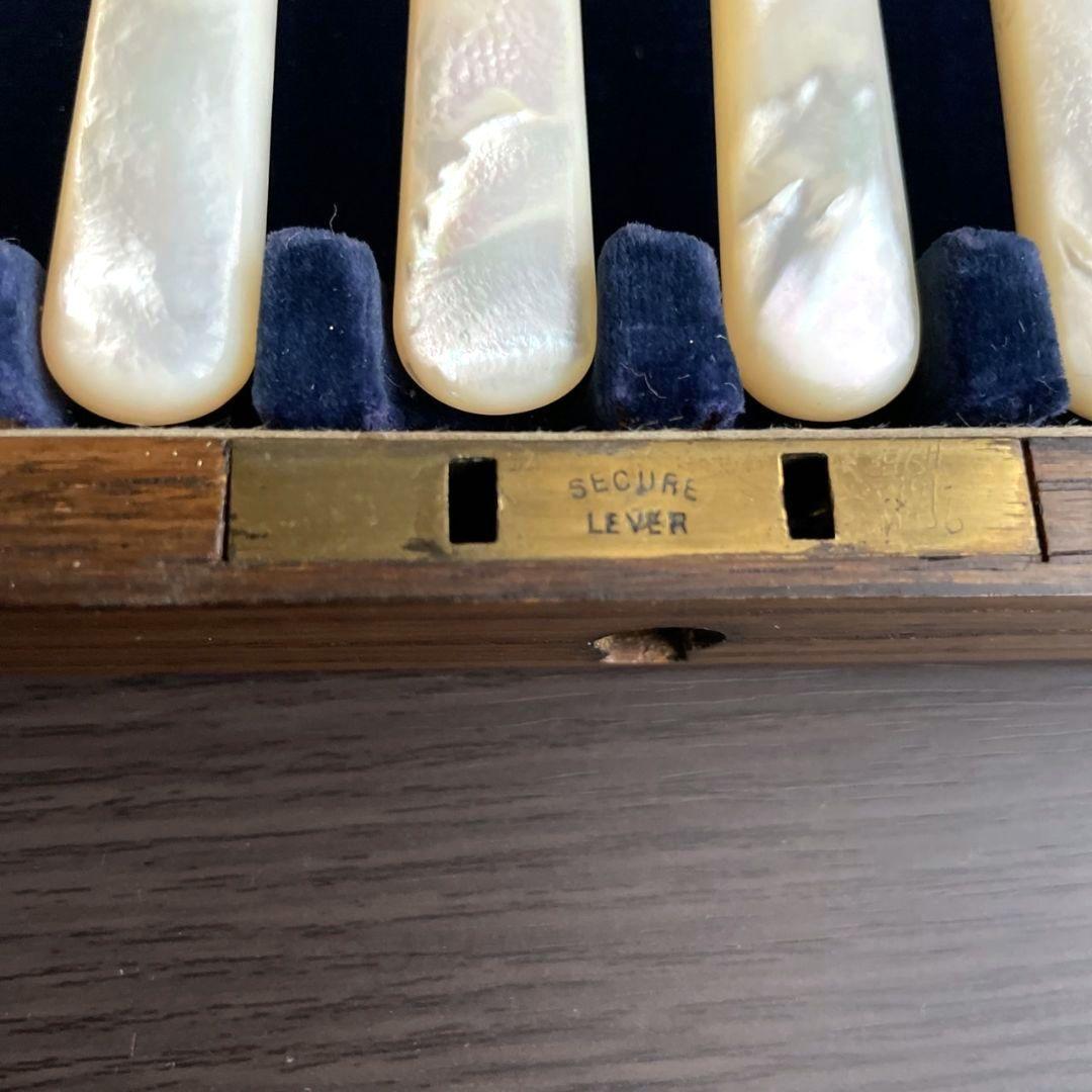 スターリングシルバー　銀製　白蝶貝　デザート用カトラリーセット　アンティーク