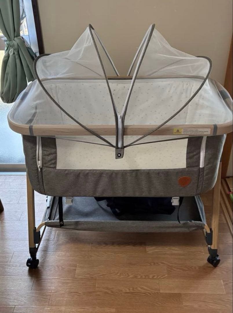 hzdmj ベビーベッド 持ち運びも出来るベビーベッド　高さ調整可能