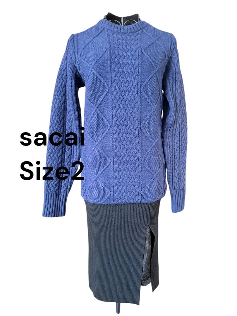 sacai ケーブル編みニットワンピース Size2