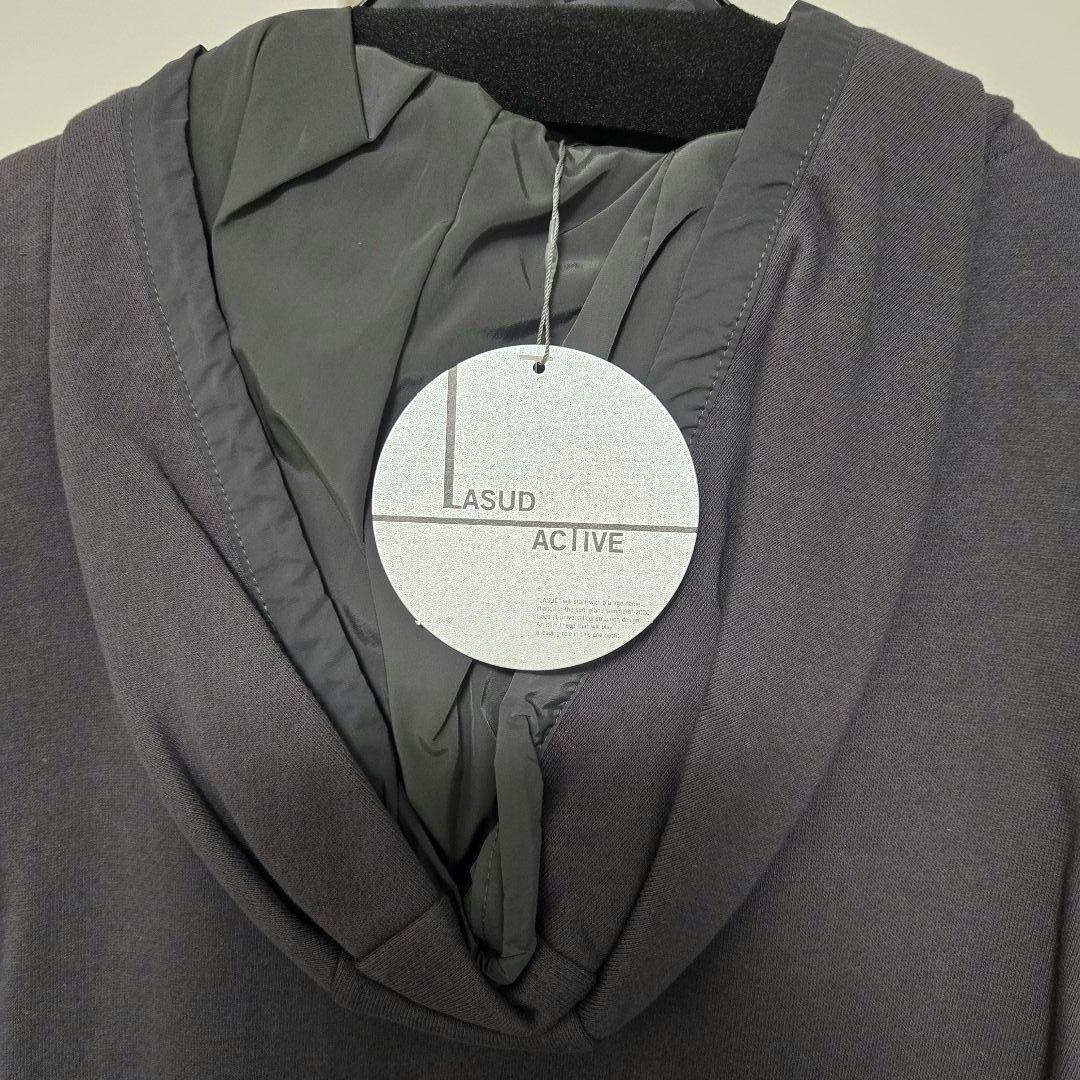 ヤマダヤ LASUD バルーンシルエット異素材ワンピース チャコールグレー