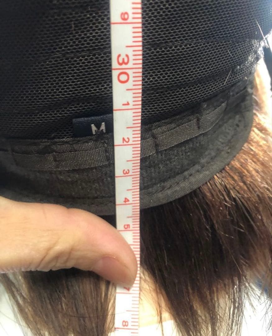 人毛100%ウィッグ ブラウン ボブスタイル　前髪あり