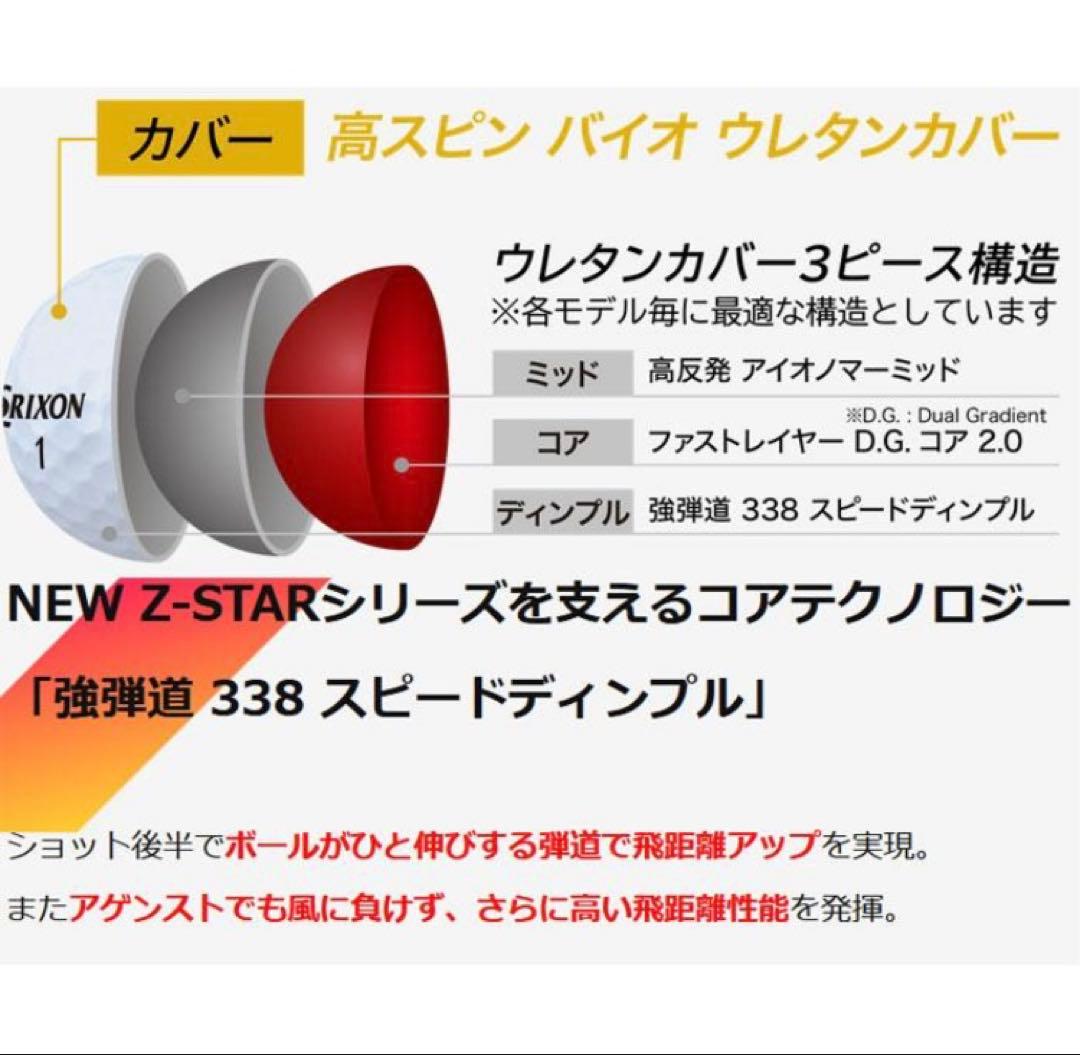 【新品】スリクソン Z-STAR ゴルフボール 2025 ホワイト 2ダース