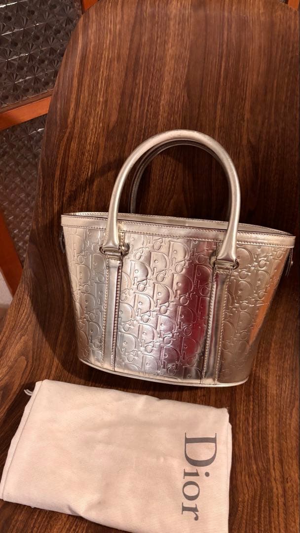 Dior シルバー レザー バッグ 保存袋付き