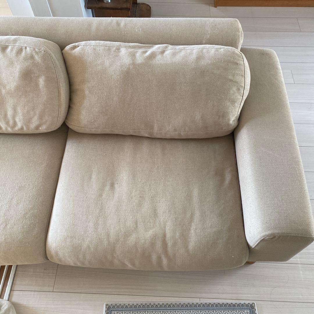 ベージュ ファブリック 2人掛けソファ