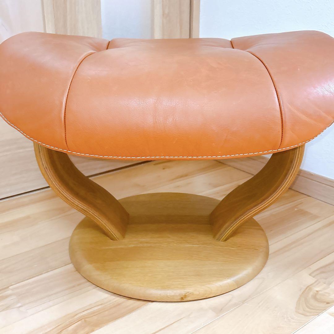 カリモク オットマン 本革 ブラウン 木製