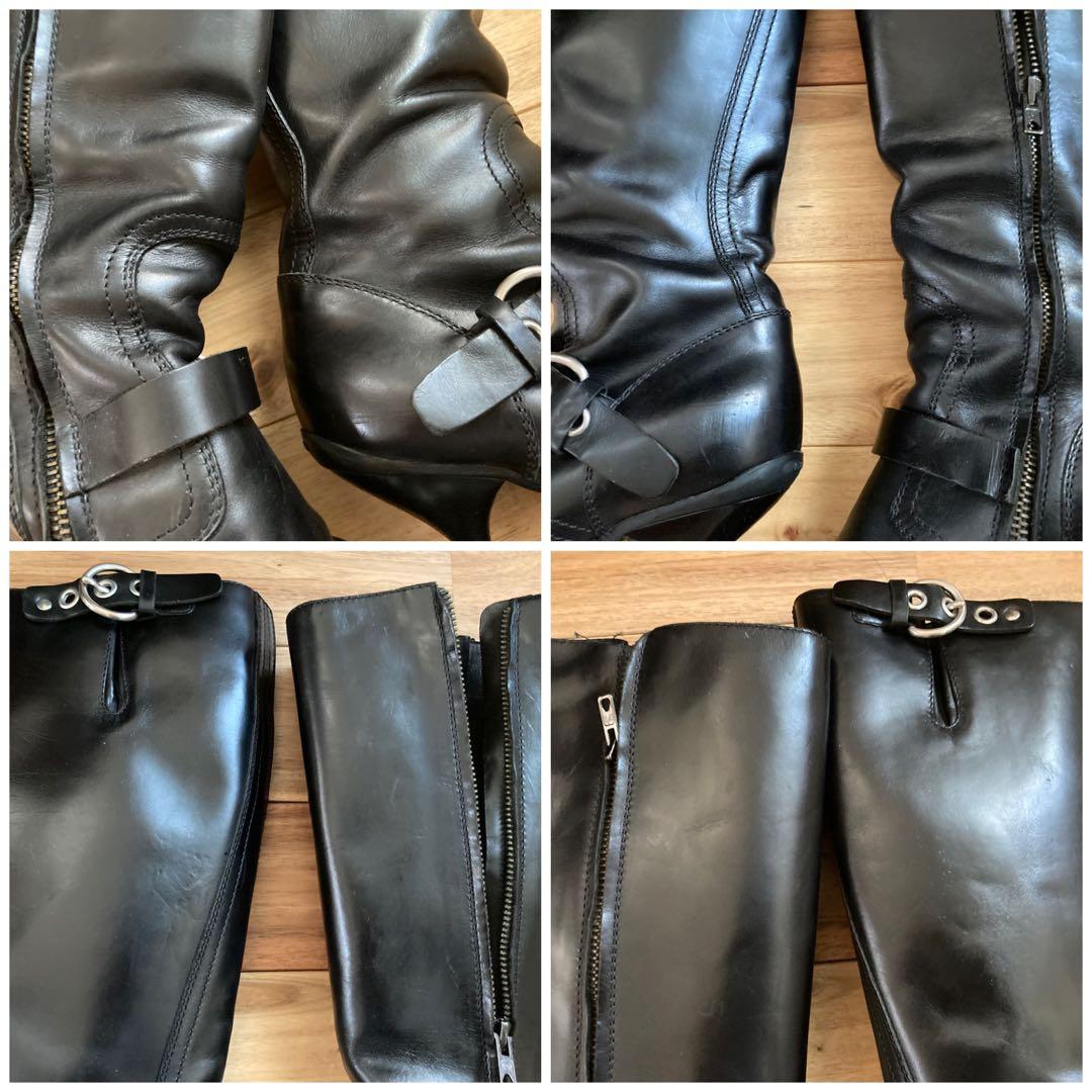 MIUMIUブラックレザー ロングブーツ 38.5