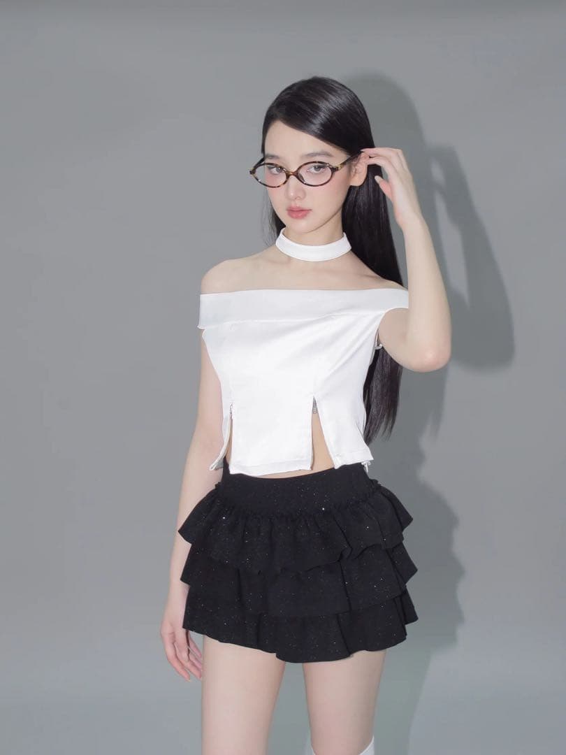 スカート andwang Kirakira frill culotte miniskirt
