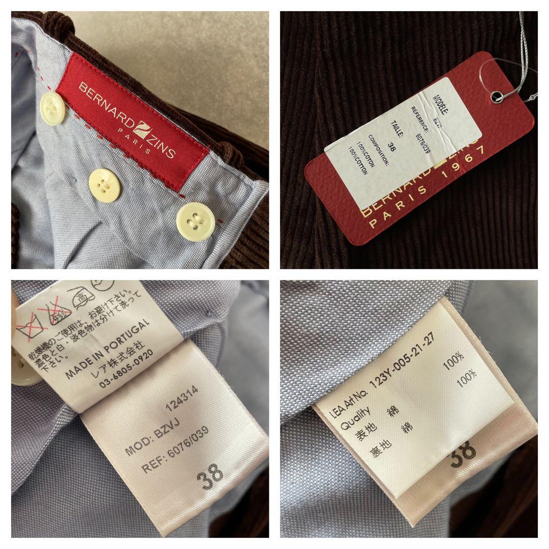 未使用 BERNARD ZINS コーデュロイ ワンタックパンツ ブラウン 38