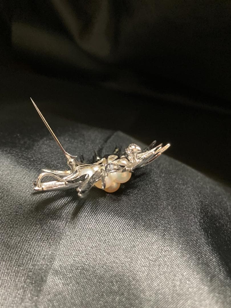 MIKIMOTO ミキモト ブローチ パール 7粒 7珠 925 皇室御用達
