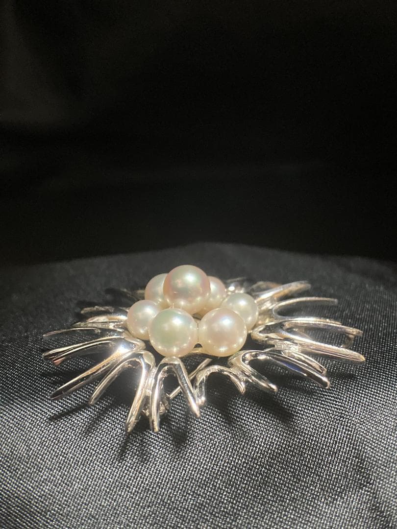 MIKIMOTO ミキモト ブローチ パール 7粒 7珠 925 皇室御用達