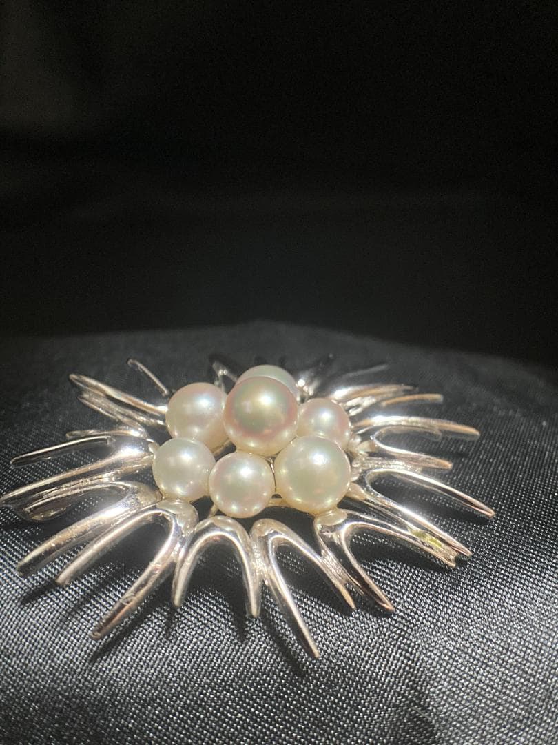 MIKIMOTO ミキモト ブローチ パール 7粒 7珠 925 皇室御用達