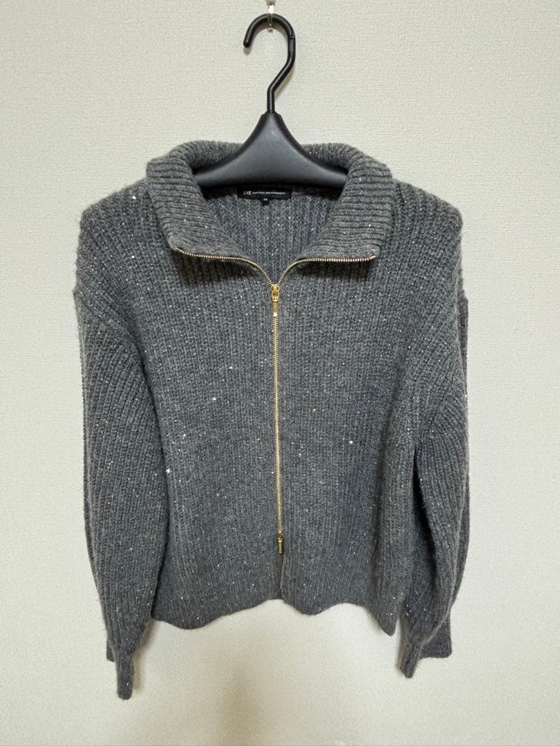 23区【洗える】スパンコールバルキー ダブルジップ ニットブルゾン