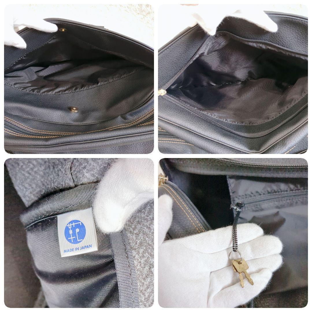 美品✨️豊岡鞄　ボストンバッグ　2way　レザー　ブラック　ショルダーバッグ