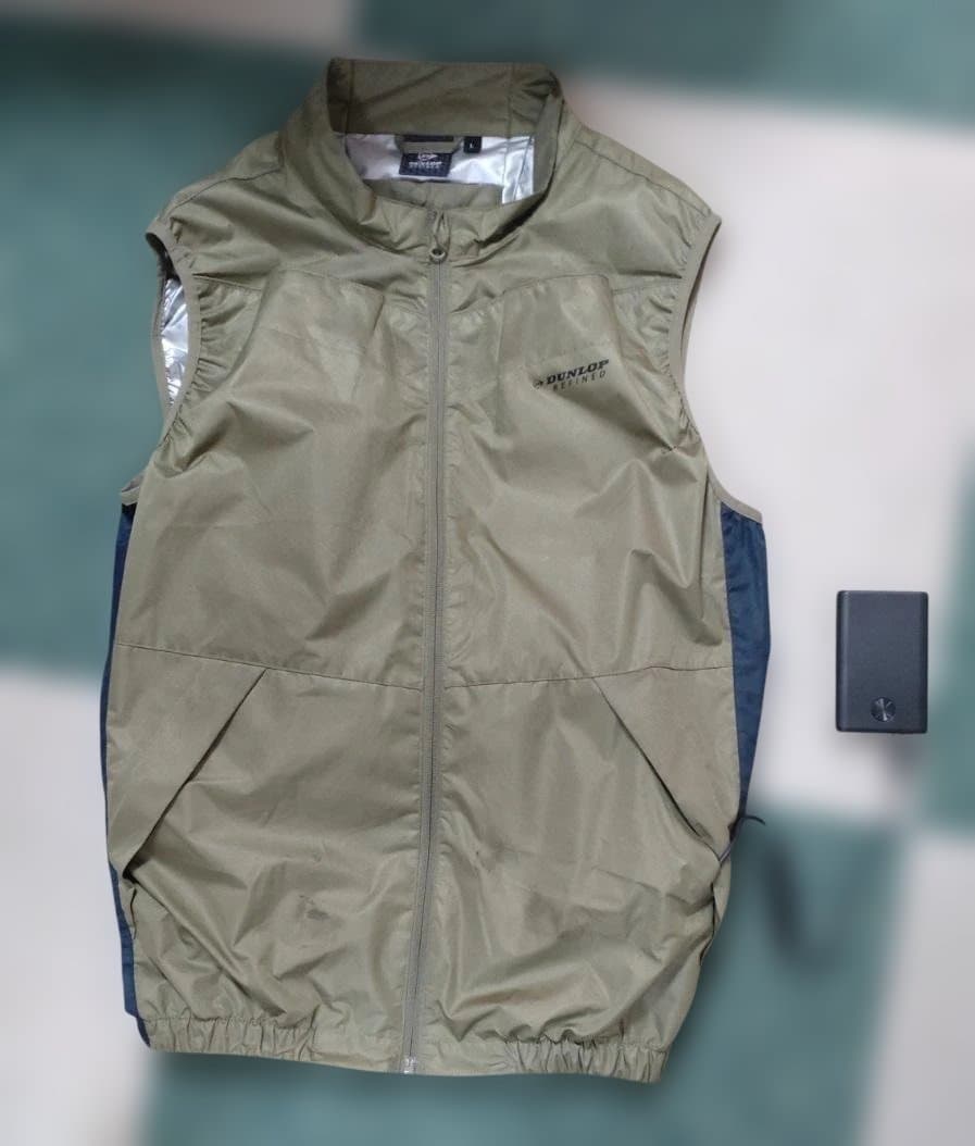 ダンロップのファン付きベスト　カーキー色　サイズL