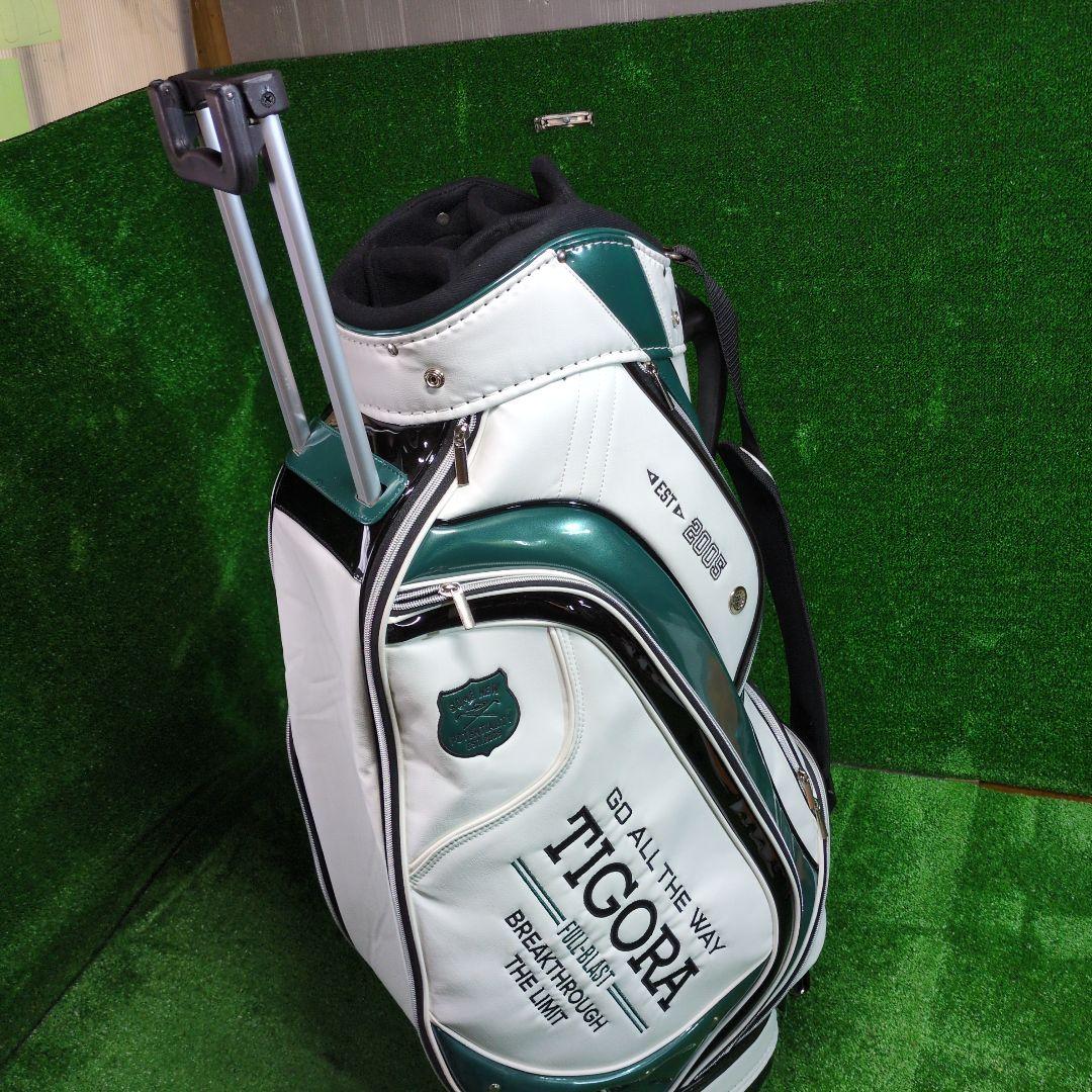 【超美品】TIGORA　キャスター付キャディバッグ　フードカバー付