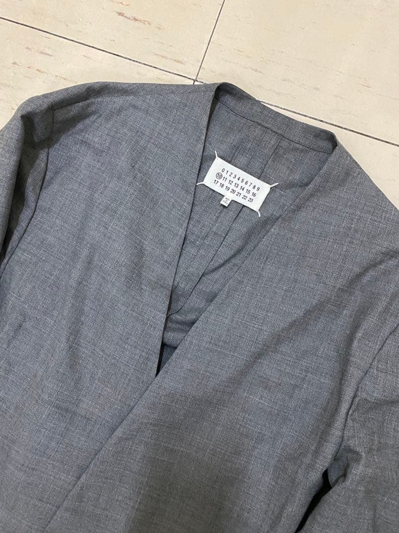 【着用感アリ】メゾン マルジェラ ノーカラージャケット(54)XXL程度 グレー