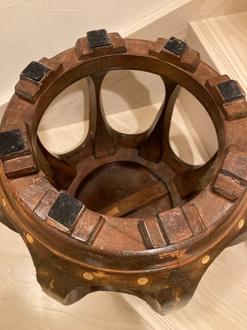 螺鈿象嵌花台　スツール　置台 中国美術　螺鈿細工 丸椅子 腰掛け