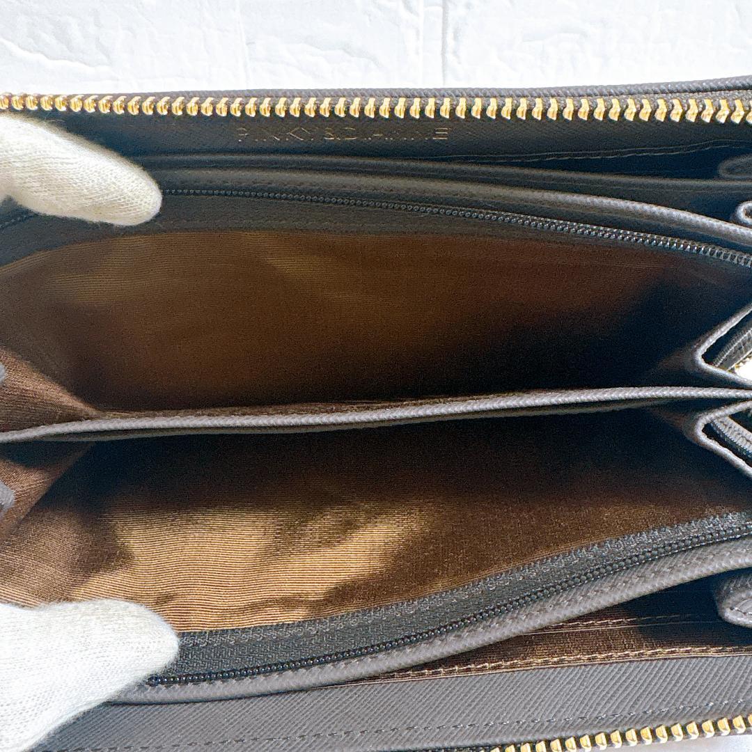 Pinky&Dianne ラウンドファスナー ベージュ×ダークブラウン 長財布