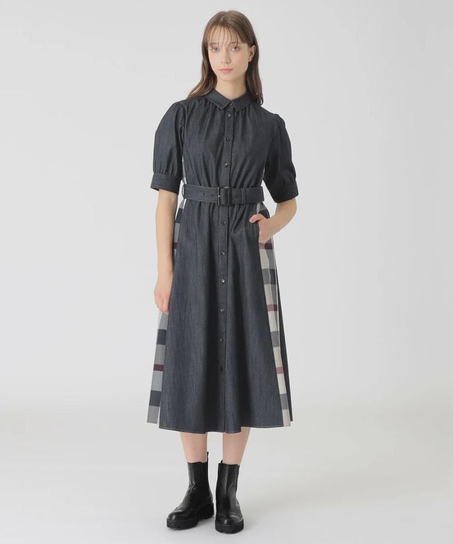 ブルーレーベルクレストブリッジ新品ネイビー デニムドレス / ワンピース 38