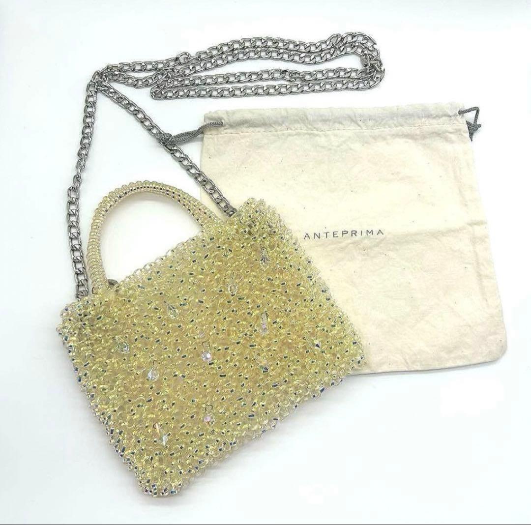 美品★アンテプリマ ピコ　チェーン付 スクエア ワイヤーバッグ スワロフスキー