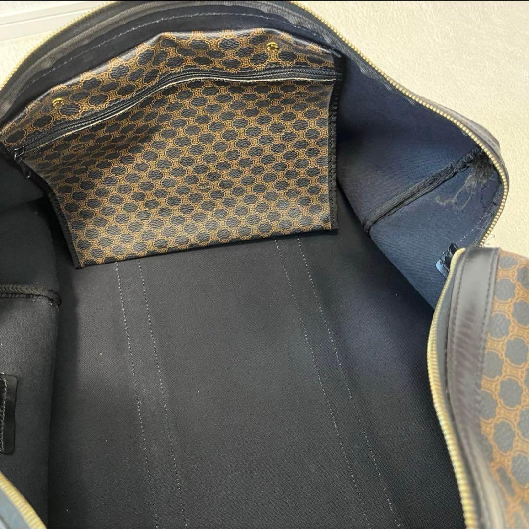 美品 CELINE ボストンバッグ 黒マカダム トリオンフ 南京錠 ゴールド金具