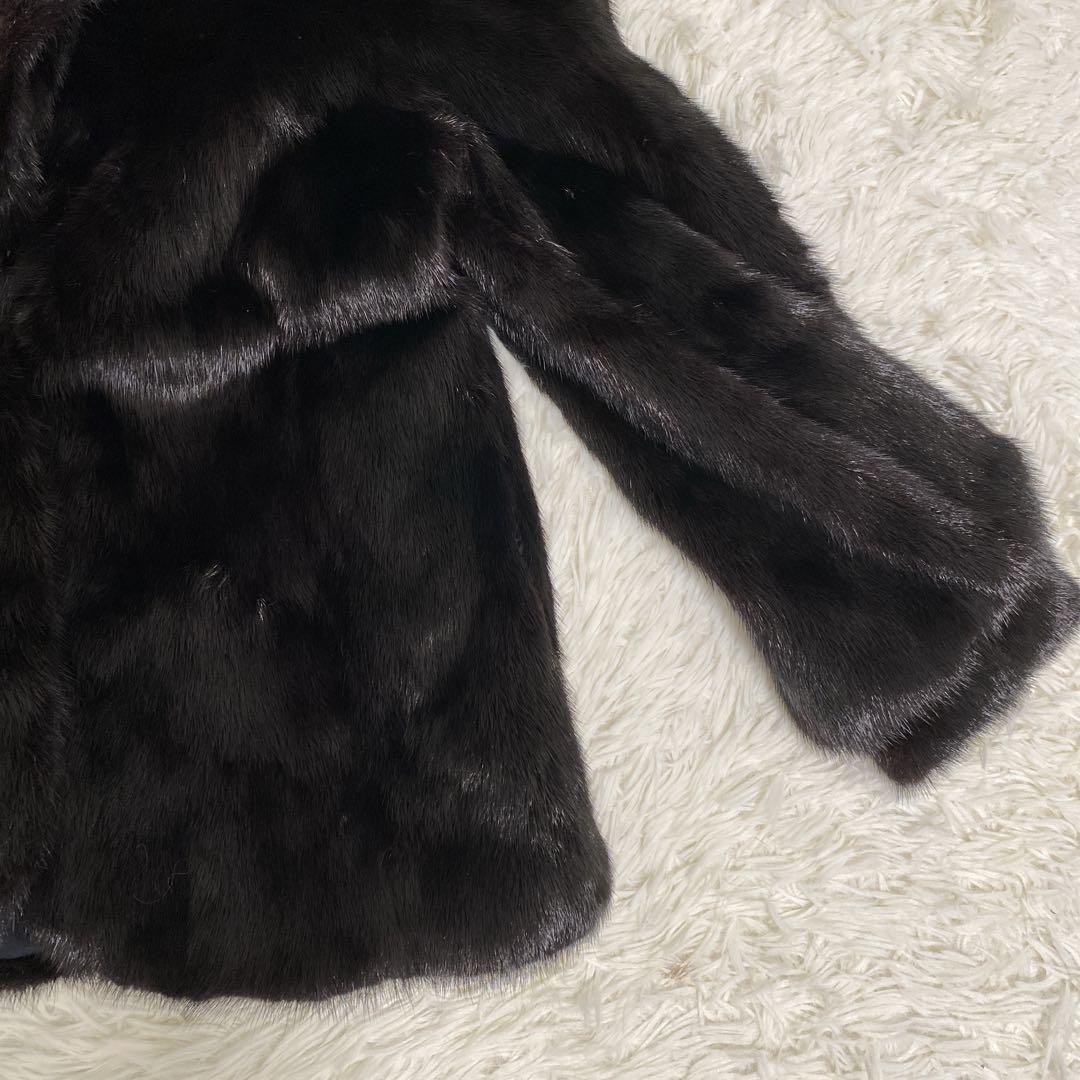 大きいサイズ 高級リアルファー コート ミンク ダークブラウン 13