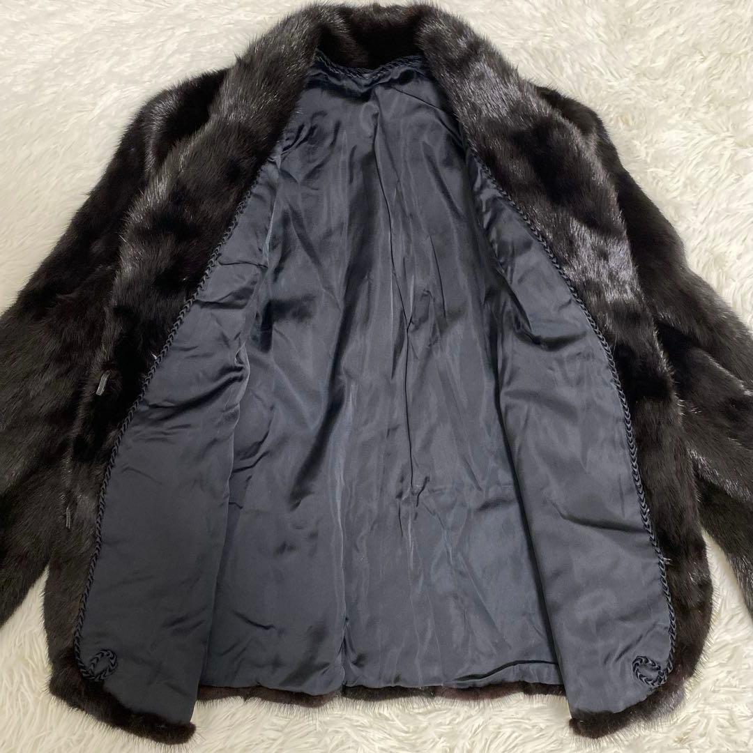 大きいサイズ 高級リアルファー コート ミンク ダークブラウン 13