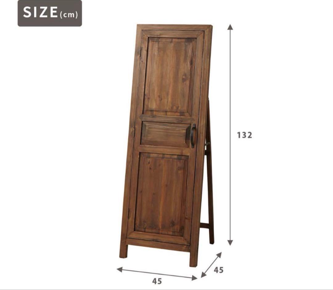 ヴィンテージ風 ホワイト ドアスタンドミラー シャビー 北欧 アンティーク