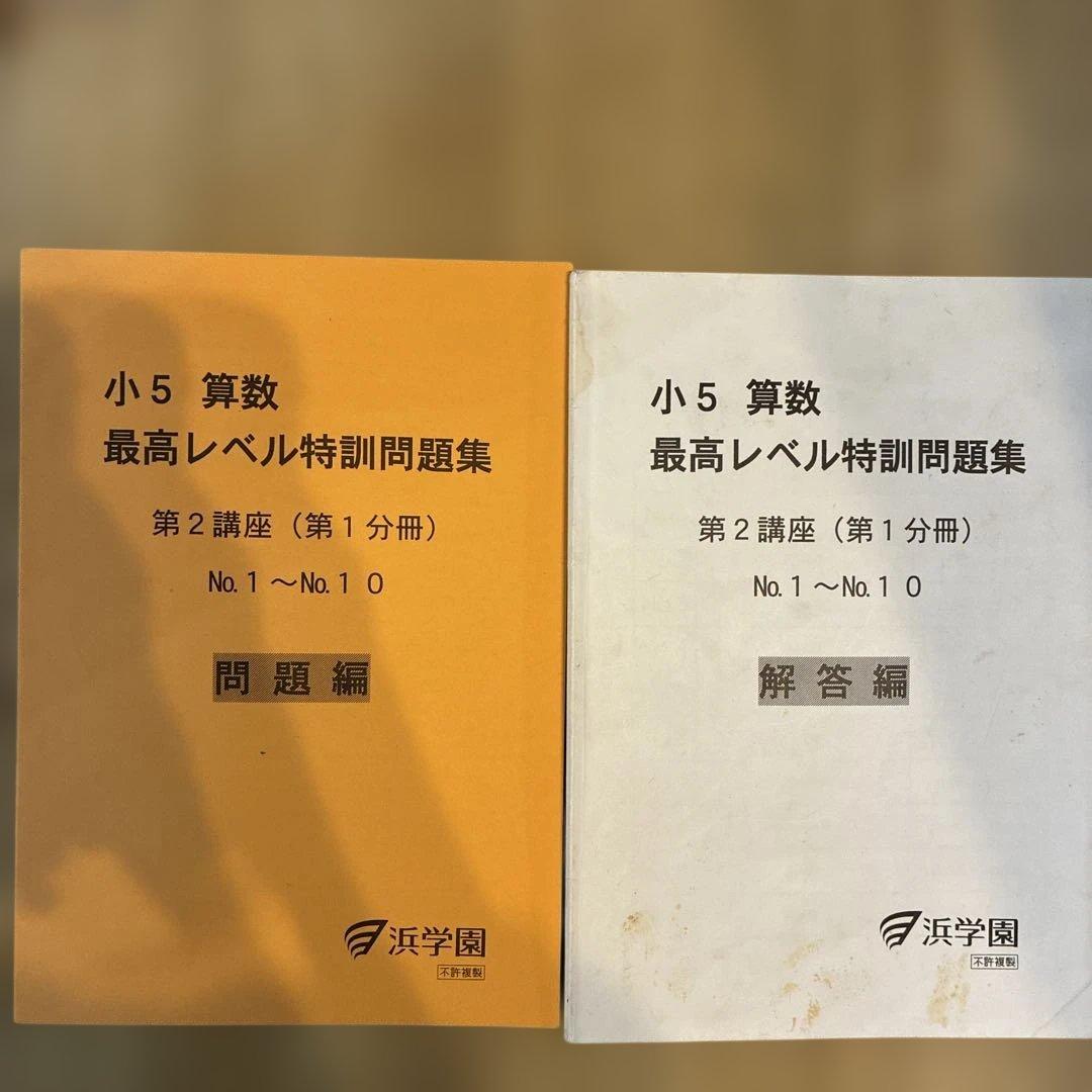 浜学園　最高レベル特訓　小5 算数　問題編　解説編編　難問解説集付き　フルセット