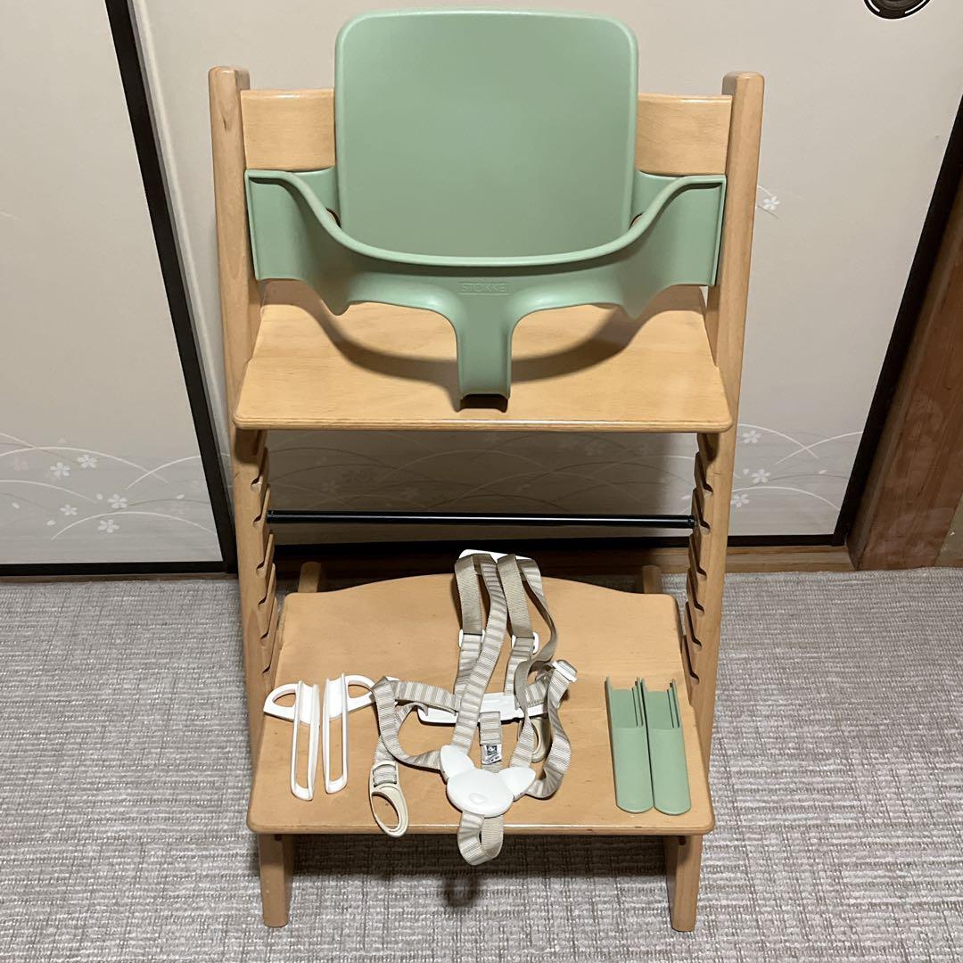 ストッケ　トリップトラップ　ナチュラル　ベビーセット&ハーネス付