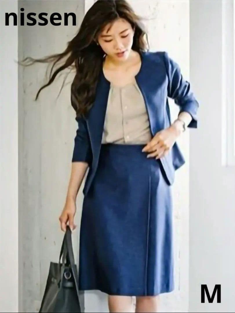 【ほぼ新品】nissen 真夏 接触冷感 スカートスーツ M ストレッチ 洗える