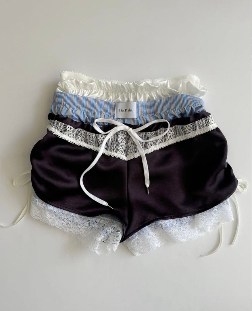 パンツ LITMUS Her Praha layered shorts brown