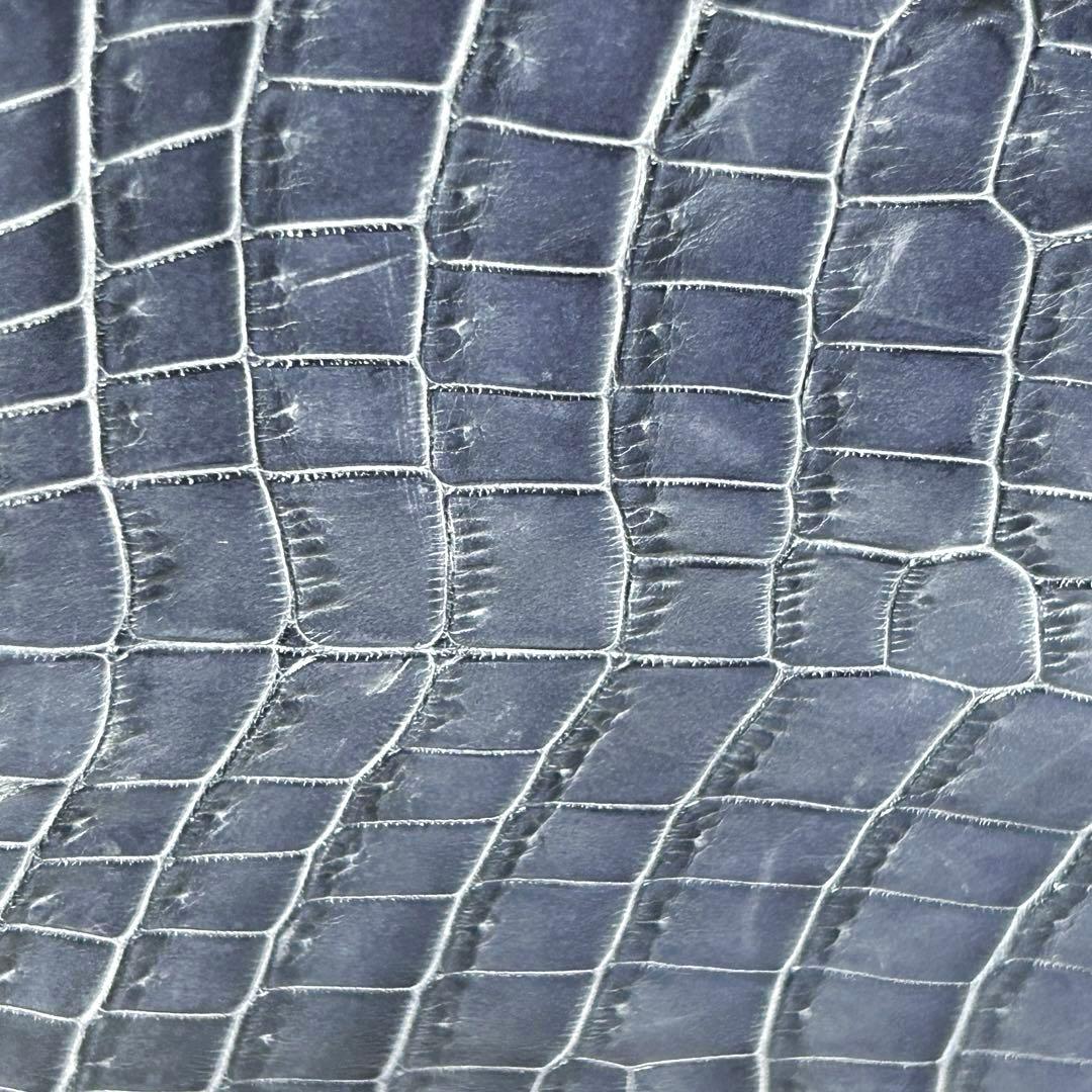 【美品】Genuine Crocodile Skin ハンドバッグ　ブルー　本革
