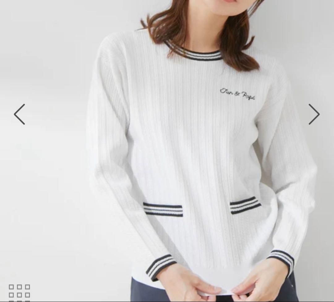 【完売品】JUN&ROPE ミニケーブル柄プレート使い 長袖プルオーバー L