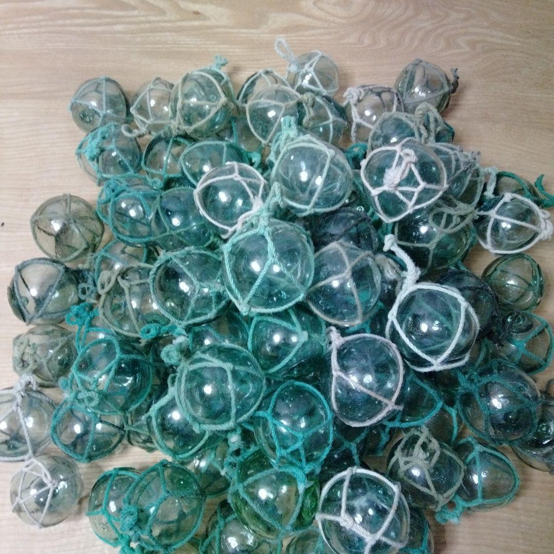 ガラス浮球　浮き玉　ガラス玉　漁具　 ９８個セット　網紐付き