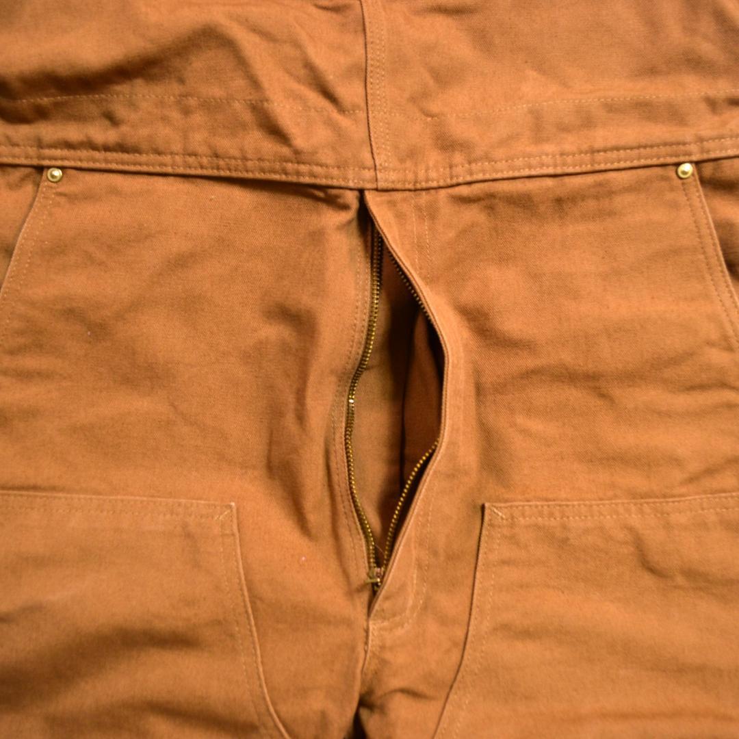 【美品】carharttカーハート コットンダックビブオーバーオールLブラウン