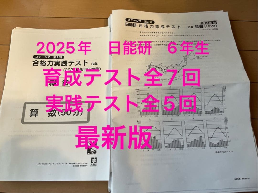 日能研 6年生 2025年度 最新版　後期育成テスト全7回&実践テスト5回　総合