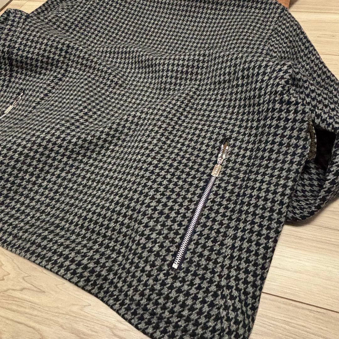 エトロ 千鳥柄 ジップアップジャケット ウール スエード