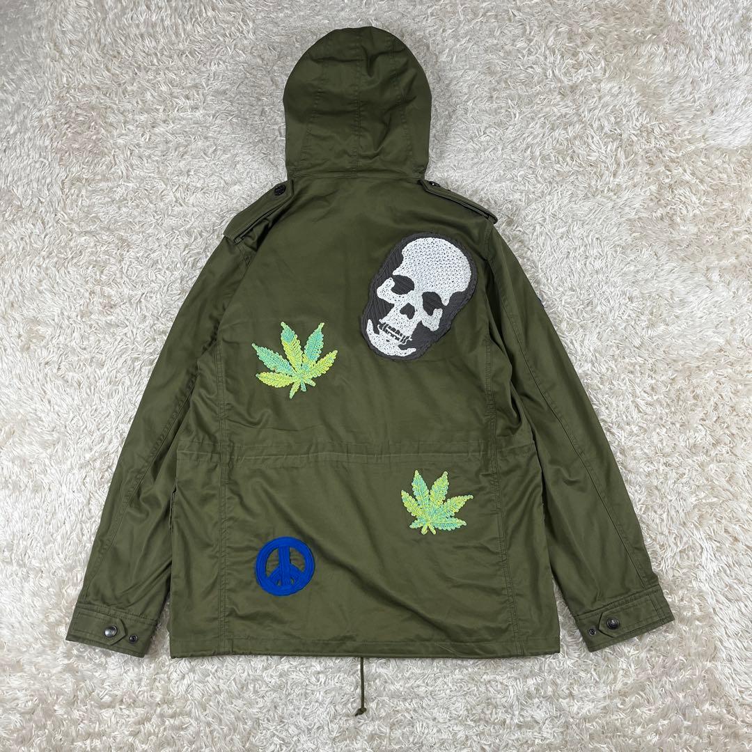 ルシアンペラフィネ スカルワッペン フード付き ミリタリージャケット コート L