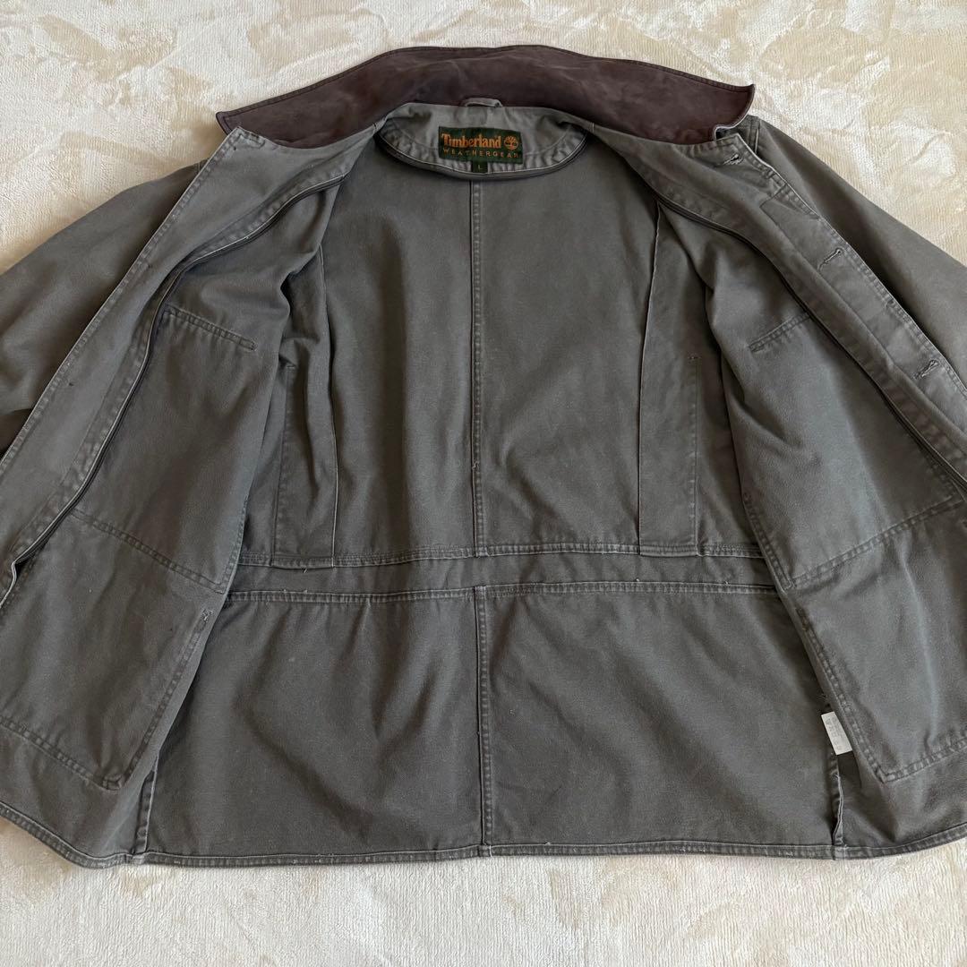 美品✨90s ティンバーランド ハンティングジャケット 襟レザー中綿ライナー 付